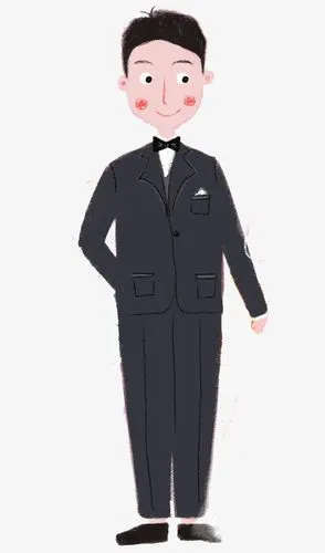 卡通黑色西装男孩