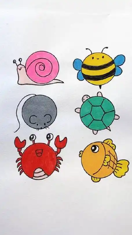 育儿简笔画 用圆圈画各种小动物##简笔画