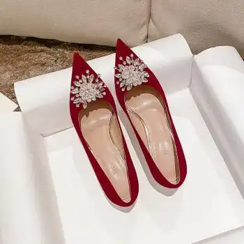 lw 婚鞋新娘鞋高跟鞋年中式秀禾婚纱两穿红色订婚敬酒服鞋感抖音网红