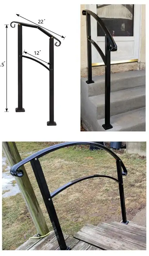 金路护栏厂家供应跨境欧美别墅户外铁艺楼梯扶手 可调节阶梯护栏|价格