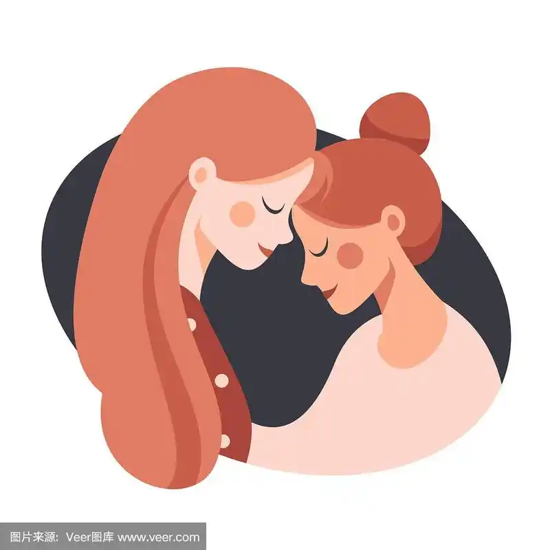 两个快乐的姐妹互相拥抱的侧面.