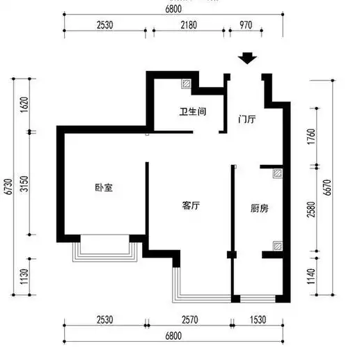 一居室原始平面图效果图大全
