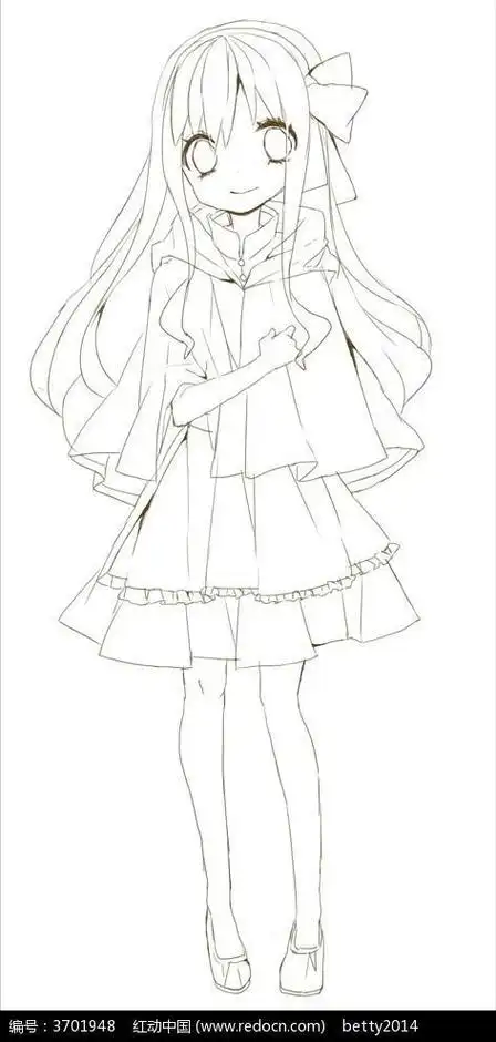 动漫少女简笔画全身简单