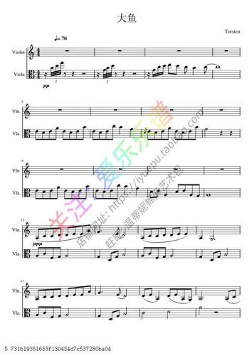 大鱼海棠 小提琴中提琴二重奏 总谱分谱 高清 送示范音频