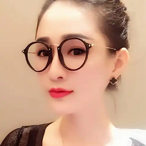 复古近视眼镜框女文艺圆脸 韩版大脸圆形简约超轻眼镜架潮无镜片