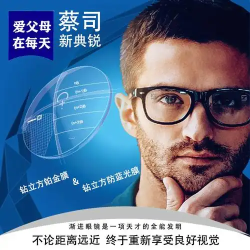 渐进镜片蔡司新典锐钻立方铂金蓝光变色焦点定制眼镜片
