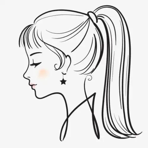 扎马尾辫的女孩的简笔画