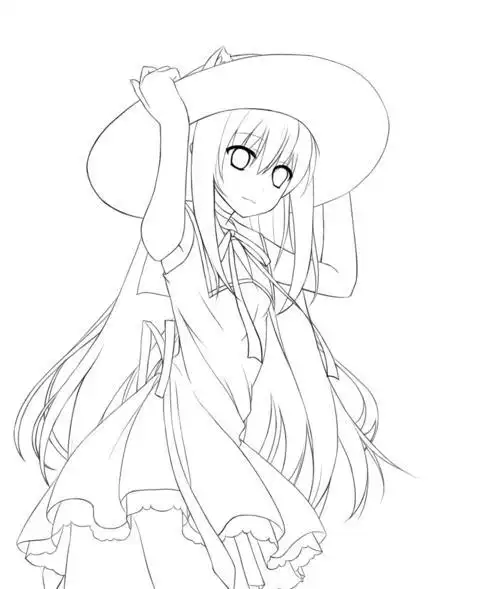 动漫人物线稿素材全身动漫手绘卡通人物线稿图cg漫画绘画上色插画集