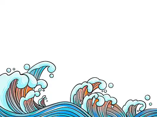 海浪浪花原创国潮夏天美食啤酒小龙虾插画海报背景中国风国潮中国风