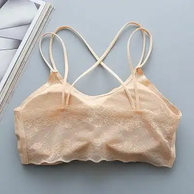 冰丝性感短款美背吊带背心打底防走光带胸垫抹胸裹胸内衣文胸女夏