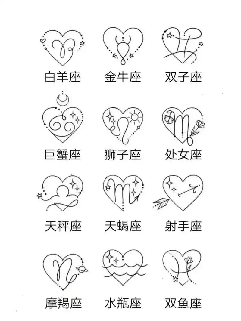 十二星座小清新纹身图案