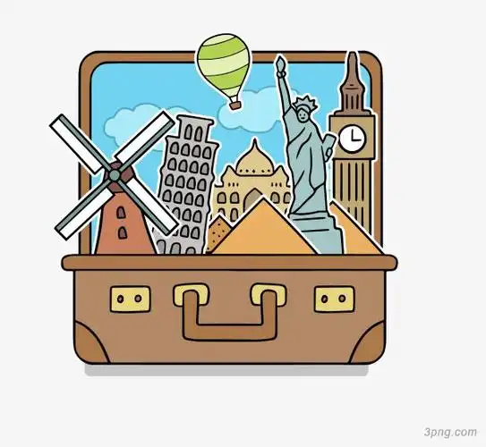 堆放的旅行箱卡通英国旅行旅行用品旅行的人行李旅行重庆旅行旅行卡