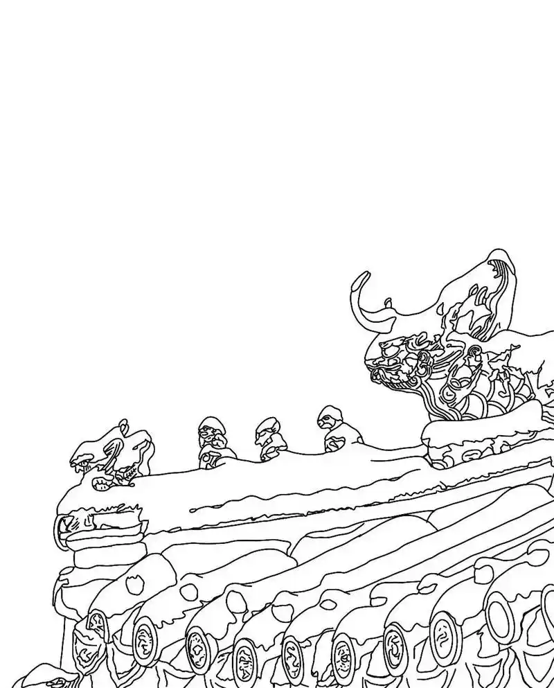 今天用傻瓜画法画了两张紫禁城的图过程和结果都放这了线稿感觉可以让