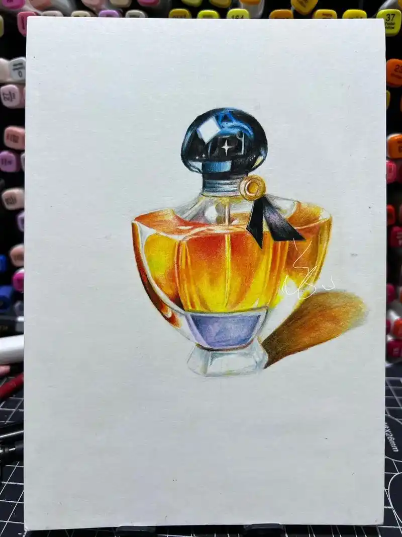 彩铅香水教程#跟着抖音学画画 #一学就会系列 #彩铅画画入门 - 抖音