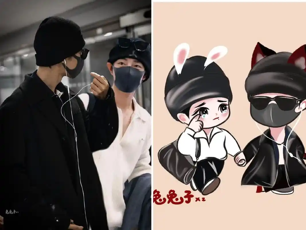白兔和黑兔,乱跑会丢的.#q版人物 #肖战 #肖战机场 - 抖音