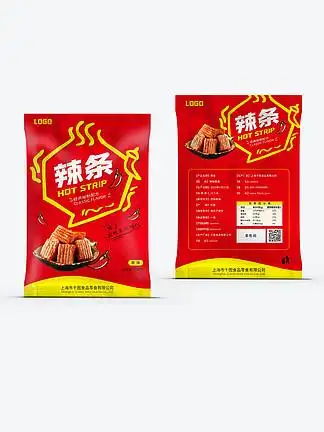 57966原创简约风红色辣条小食品包装设计包装袋原创简约风红色辣条小