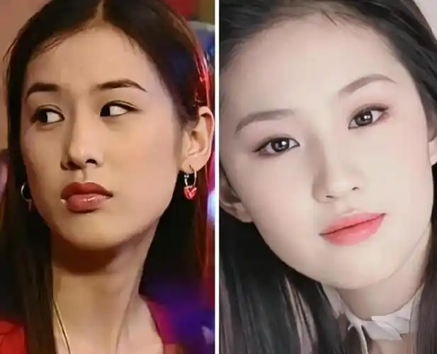 刘亦菲和黄圣依坐一起合影平分秋色站一起合影黄圣依被秒杀了