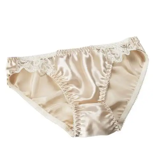 血拼到底100桑蚕丝真丝内裤女士蕾丝三角内裤假一罚十