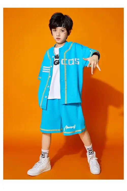 萌课儿童嘻哈风hiphop服装男童街舞套装潮牌夏季女童爵士舞演出潮帅