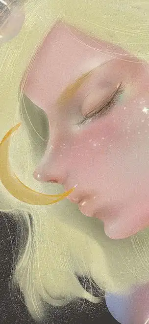 黄头发的精灵女孩星河星空百年孤独手绘原创插画