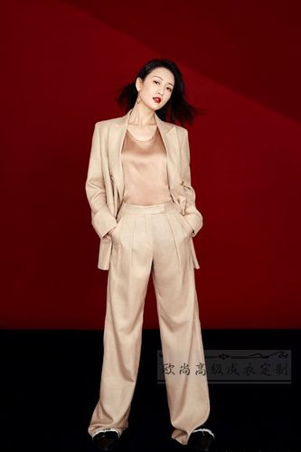 高级定制明星星王鸥同款驼色羊毛西装套装商务西装