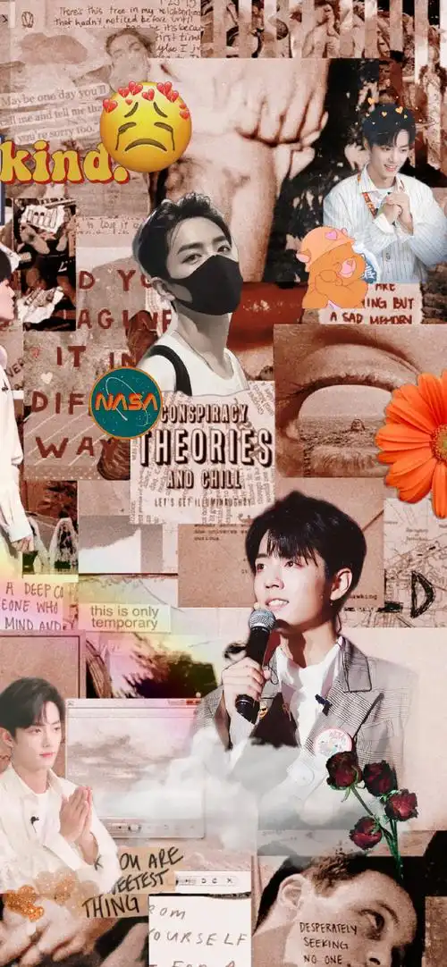 肖战氛围感拼接锁屏壁纸