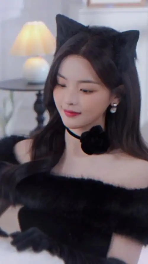 杨超越化身性感小野猫,神情慵懒,甜美又可爱
