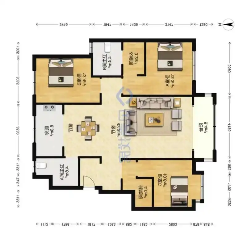 120平小微调户型设计