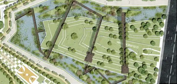 建筑素材设计网----水彩手绘竞赛风格4-园林景观彩色总平面素材