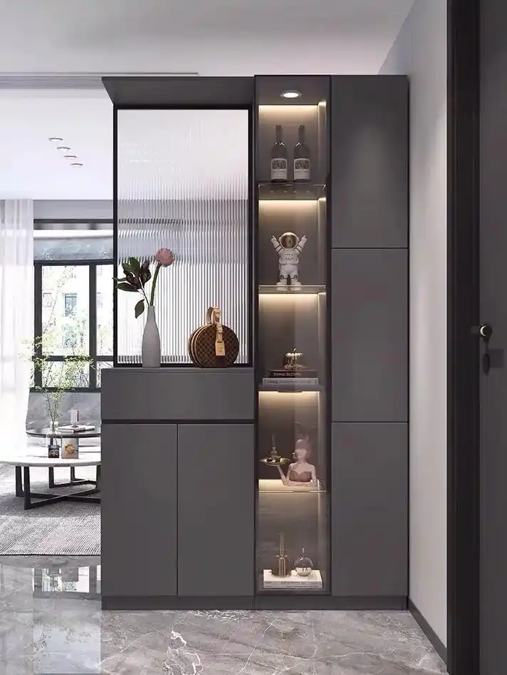 入户玄关柜鞋柜一体客厅进门轻奢屏风酒柜现代简约长虹玻璃隔断柜