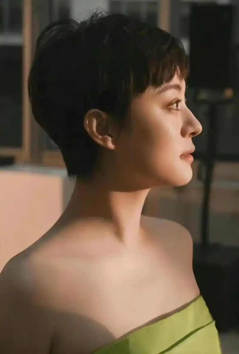 孙俪干练超短发造型 头顶和后方的修剪层次设计 让头型更加圆润 - 抖