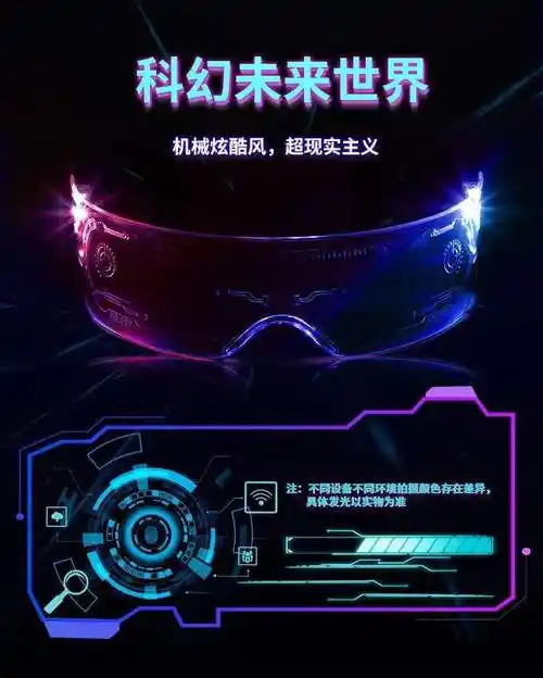 亚马逊热销led灯发光眼镜潮 未来科技感抖音同款酒吧蹦迪爆闪眼镜