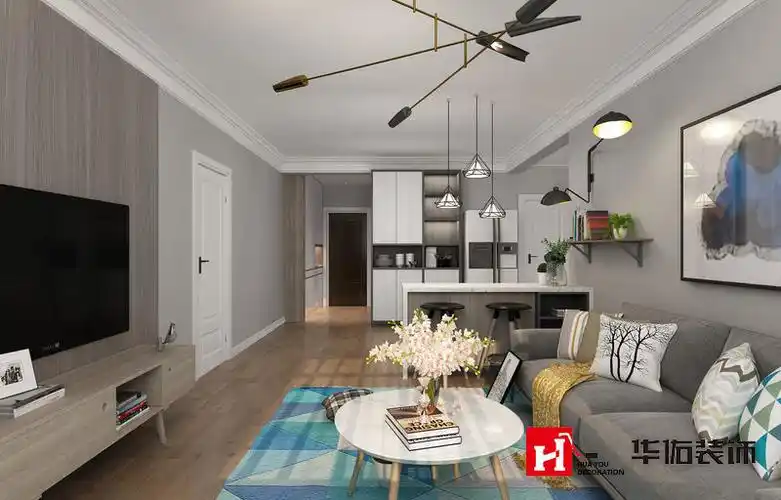 枫林逸景102平方三室两厅北欧风格装修效果图