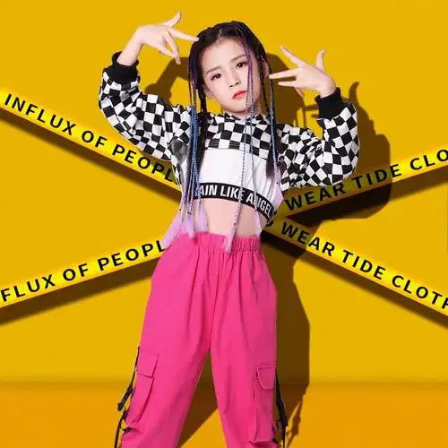 儿童演出服潮女童爵士舞服装少儿街舞潮装女嘻哈街舞服女孩练功服