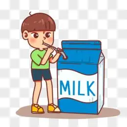 手绘卡通补充营养喝牛奶素材