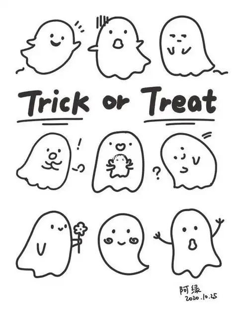 万圣节可爱幽灵简笔画