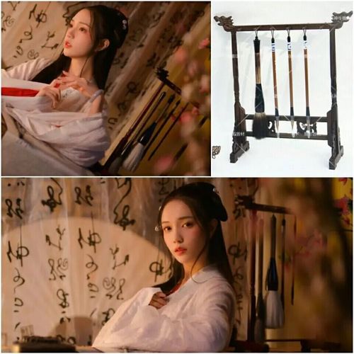 影楼古装拍摄照摆件中国风古风写真道具文房四宝毛笔架子笔挂笔搁