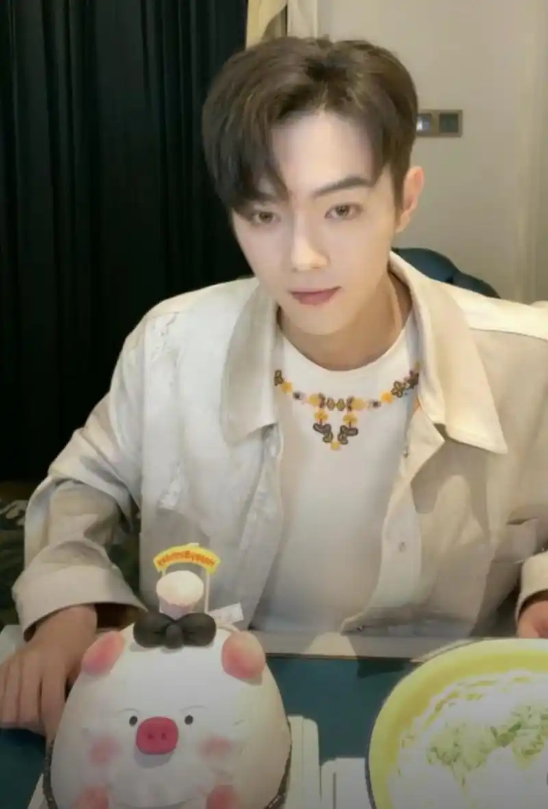 许凯的生日蛋糕与众不同,一个小猪模样,一个是大盆面条,许凯庆生全程