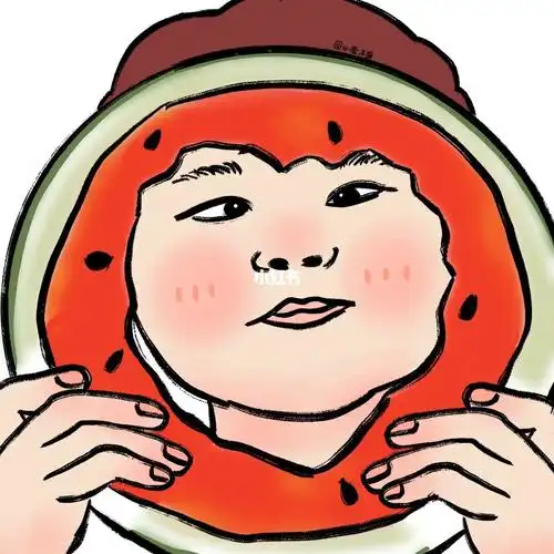 原创丑萌情侣头像吃西瓜都是爱心的