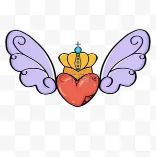 复古爱心皇冠紫色翅膀