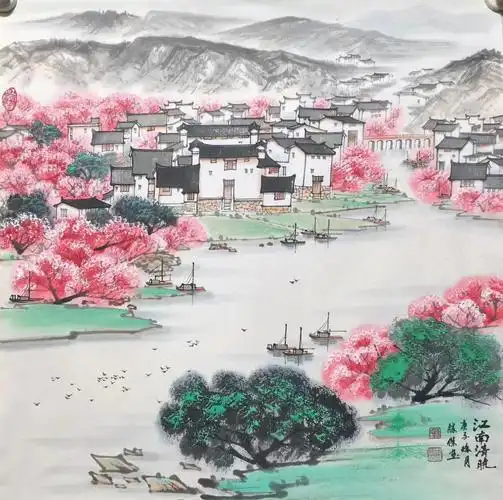 像一首首描写江南美景的诗,每一幅画,都是江南水乡,夹岸十里桃花,一艘