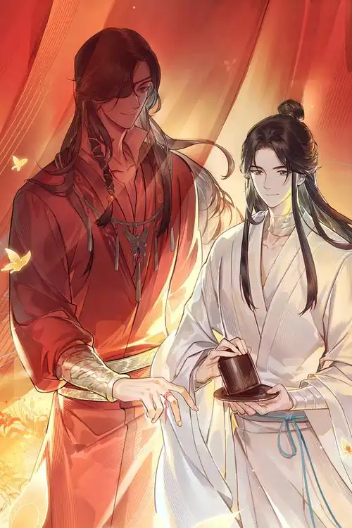 官方自营 天官赐福卷轴天官赐福海报定制壁纸挂画墙纸谢怜花城三郎花