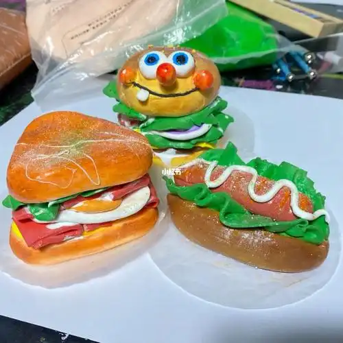 看着容易做起来难粘土汉堡三明治热狗