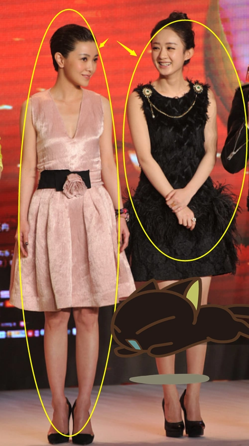 郭采洁158cm,赵丽颖165cm,当两人站一起,差距都在腿上了!