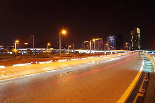 空路,表面,城市,建筑,夜景