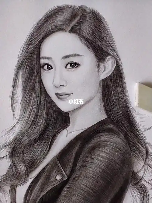 手绘明星肖像画赵丽颖