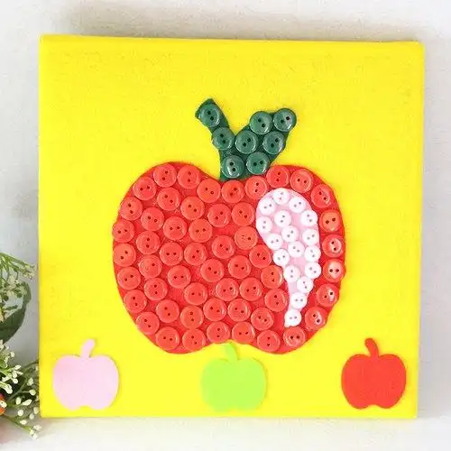 鸭子不织布木框纽扣画diy手工制作儿童创意纽扣画粘贴钮扣画