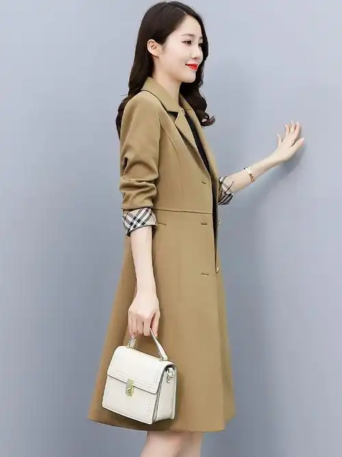 春秋新款小个子今年流行风衣中长款韩版显瘦中年女士高端大气外套