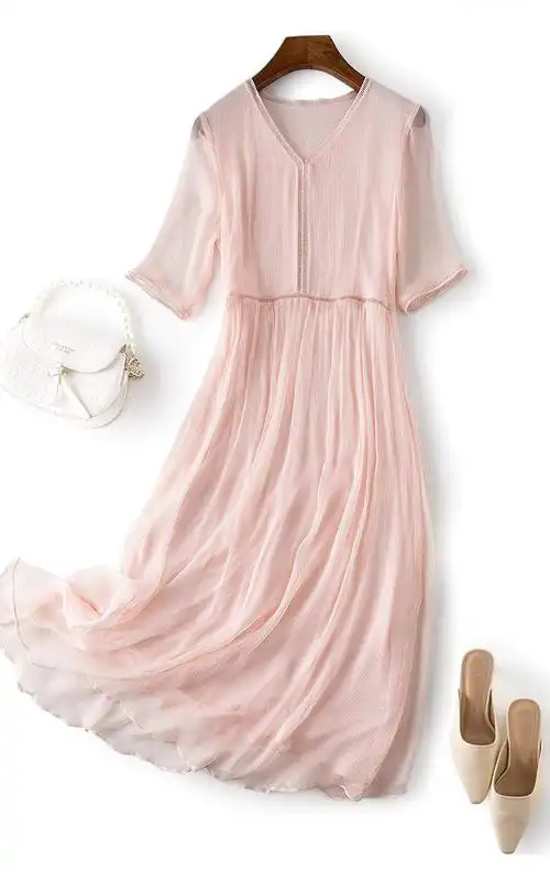 白色的冰丝女中长款夏装雪纺沙滩裙长裙 白色18003冰丝 冰丝连衣裙