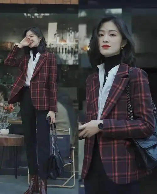 格子西装搭配图片女(春天的) - 赤虎壹号